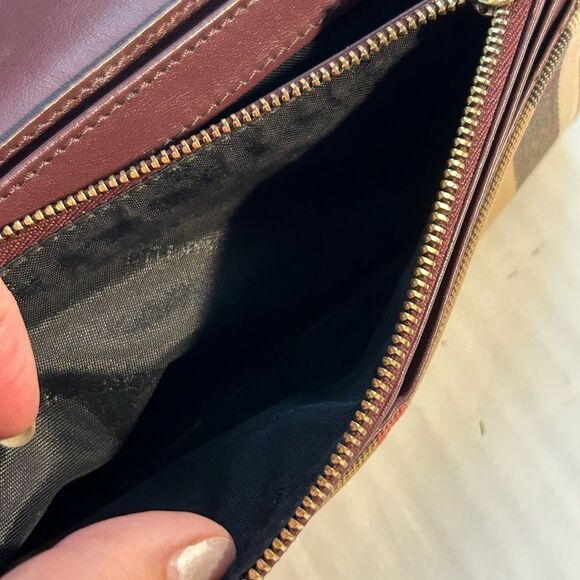 Burberry Porter Continental Burgundy Leather and Canvas Wallet - Picture 8 of 14